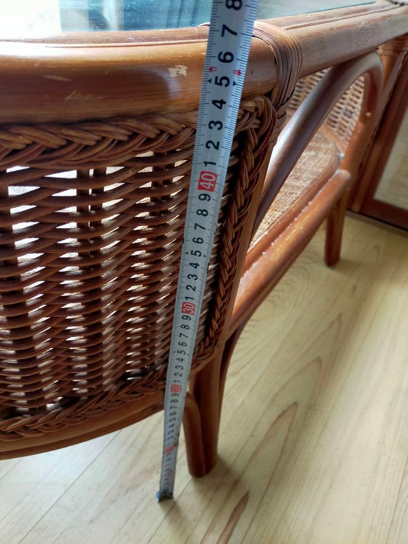 籐ガラステーブル　ラタンガラステーブル