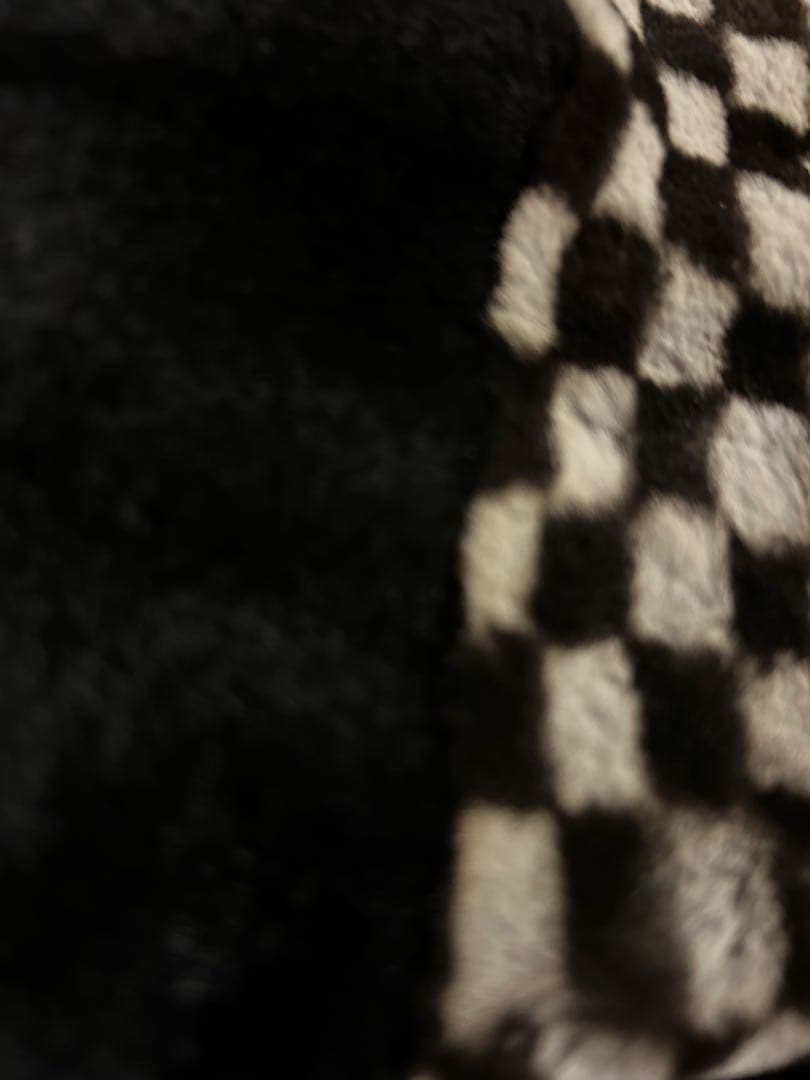 ホワイトベアー　シェアードミンク　　市松模様　ブラック　フリー