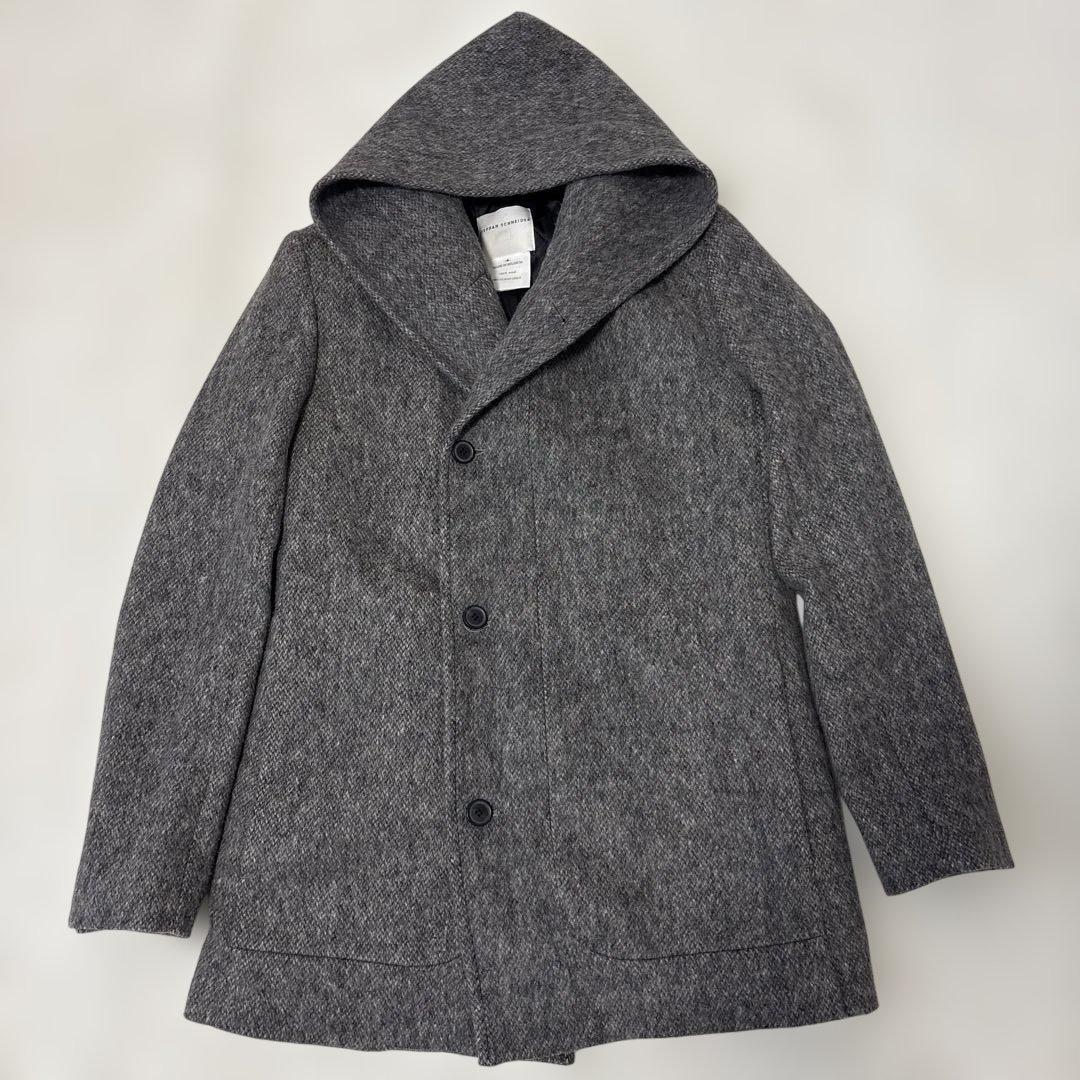 【美品】ステファンシュナイダー　フーデッドウールジャケットXL ウール　グレー