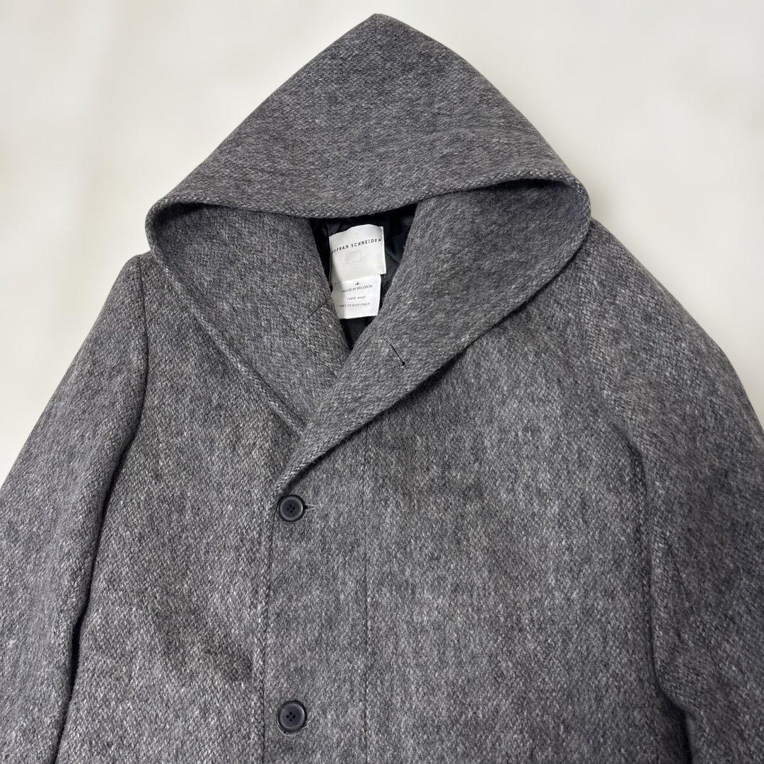【美品】ステファンシュナイダー　フーデッドウールジャケットXL ウール　グレー