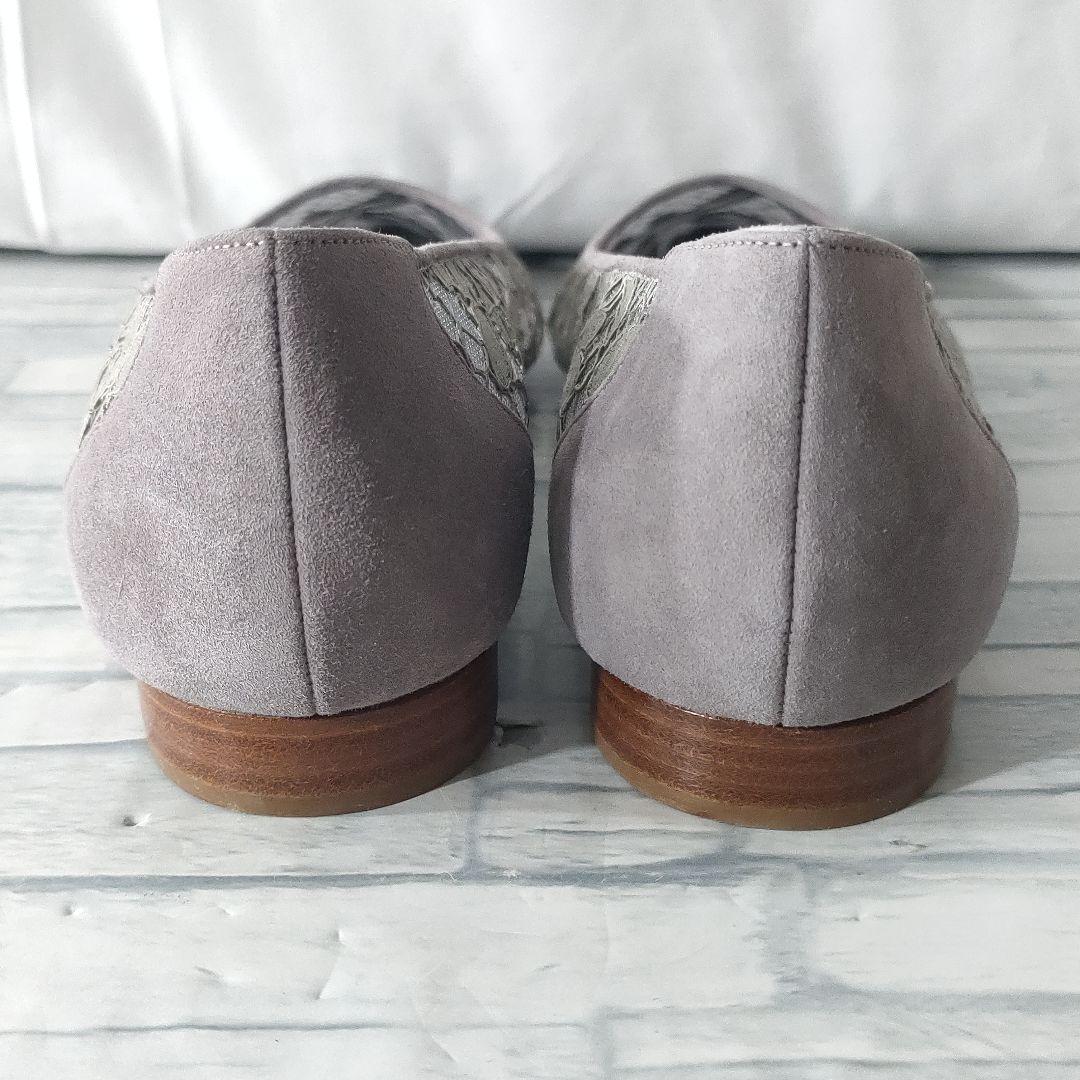 箱保存袋付き未使用品✨マノロブラニク　レースフラットシューズ　グレー　36.5