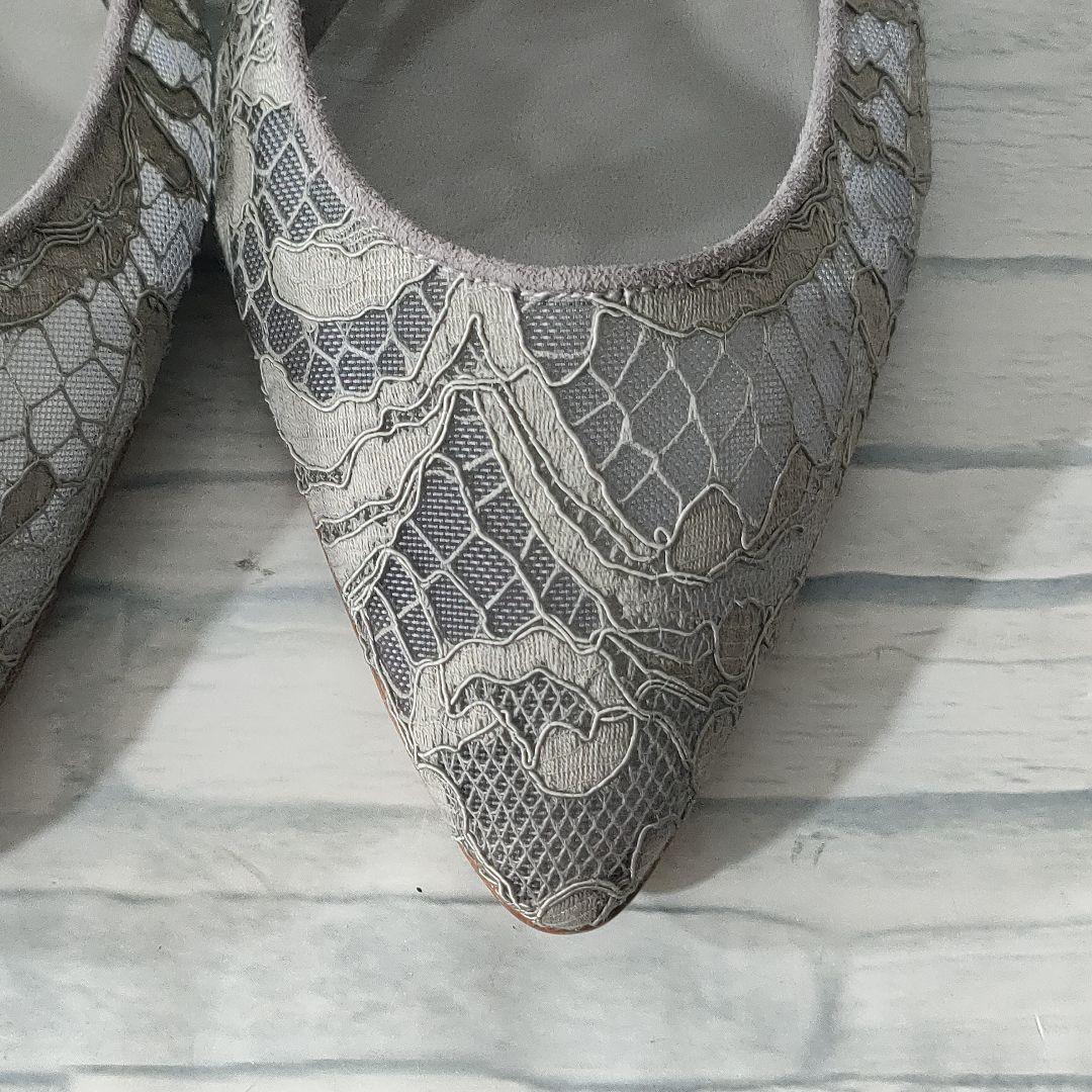 箱保存袋付き未使用品✨マノロブラニク　レースフラットシューズ　グレー　36.5