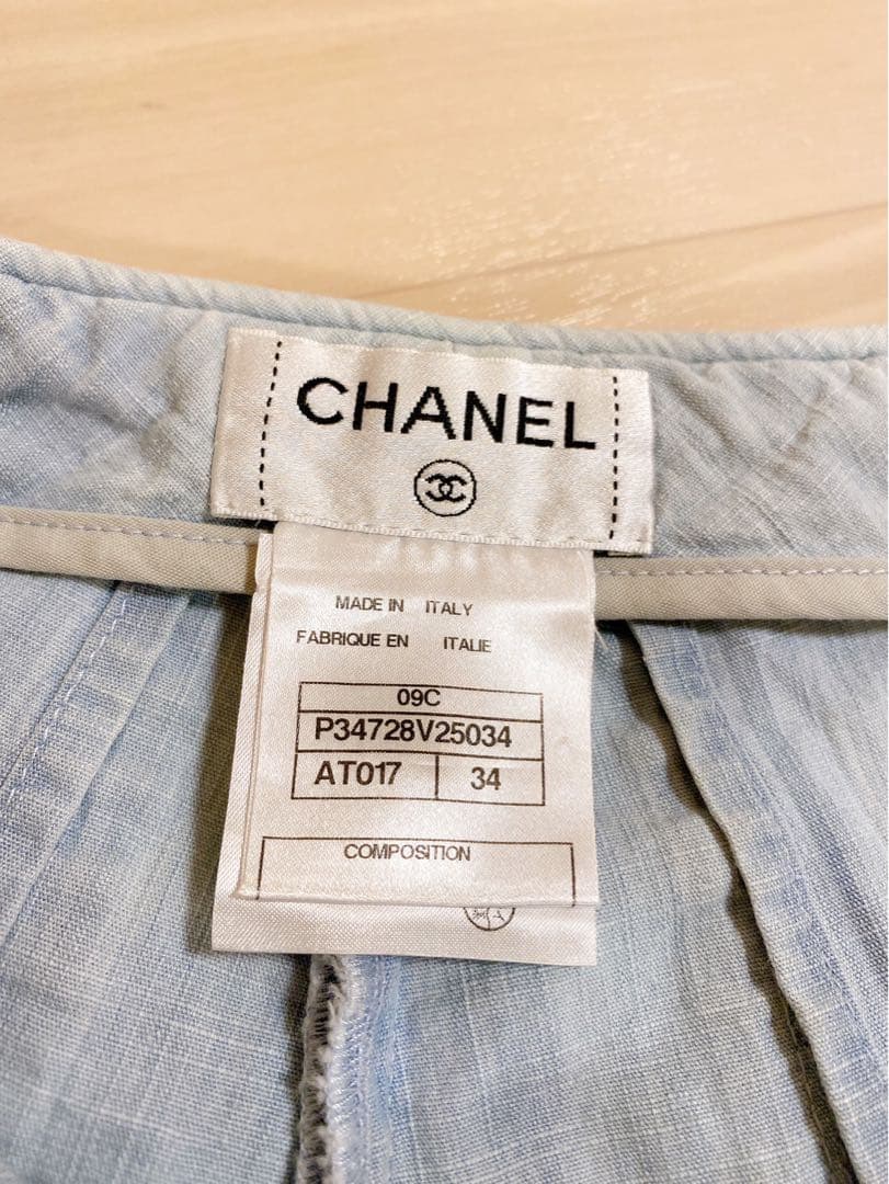 シャネル CHANEL ショートパンツ キュロット 水色 サイズ34 スカート