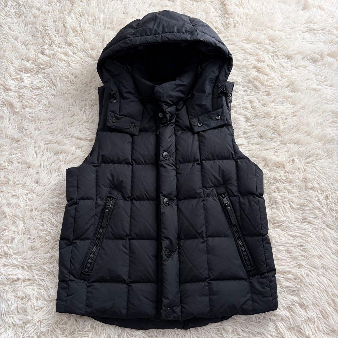 ナノユニバース 西川ダウン ダウンベスト キルティング ブラック L 脱着式