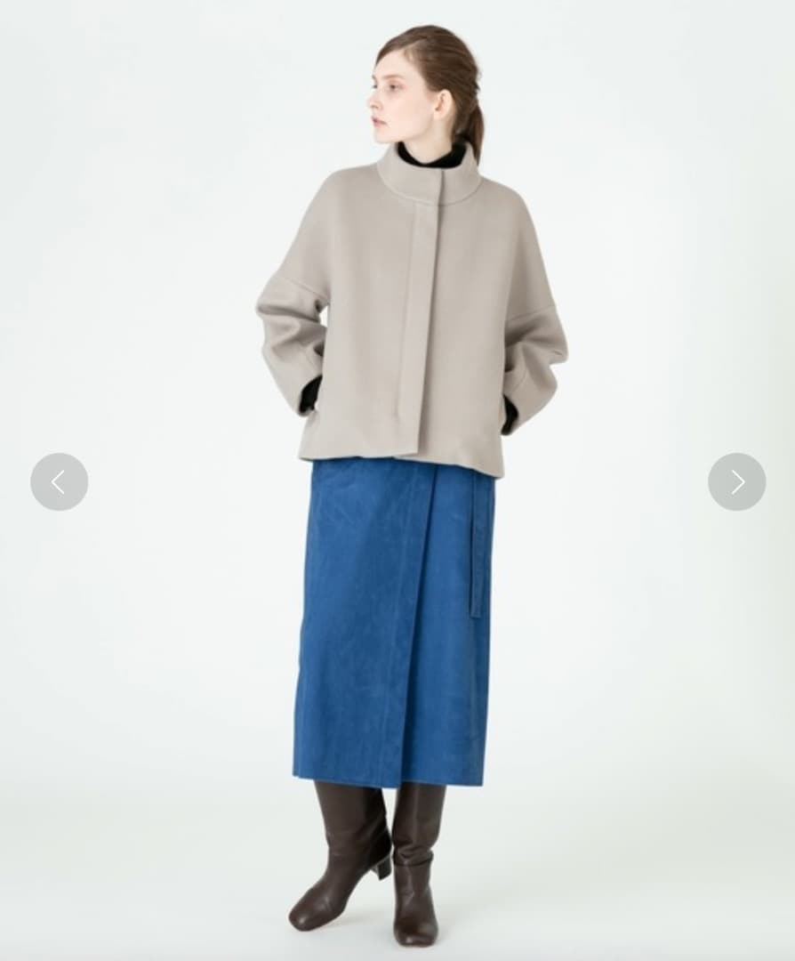 allureville ショートビーバースタンドコート グレー サイズ2(M)