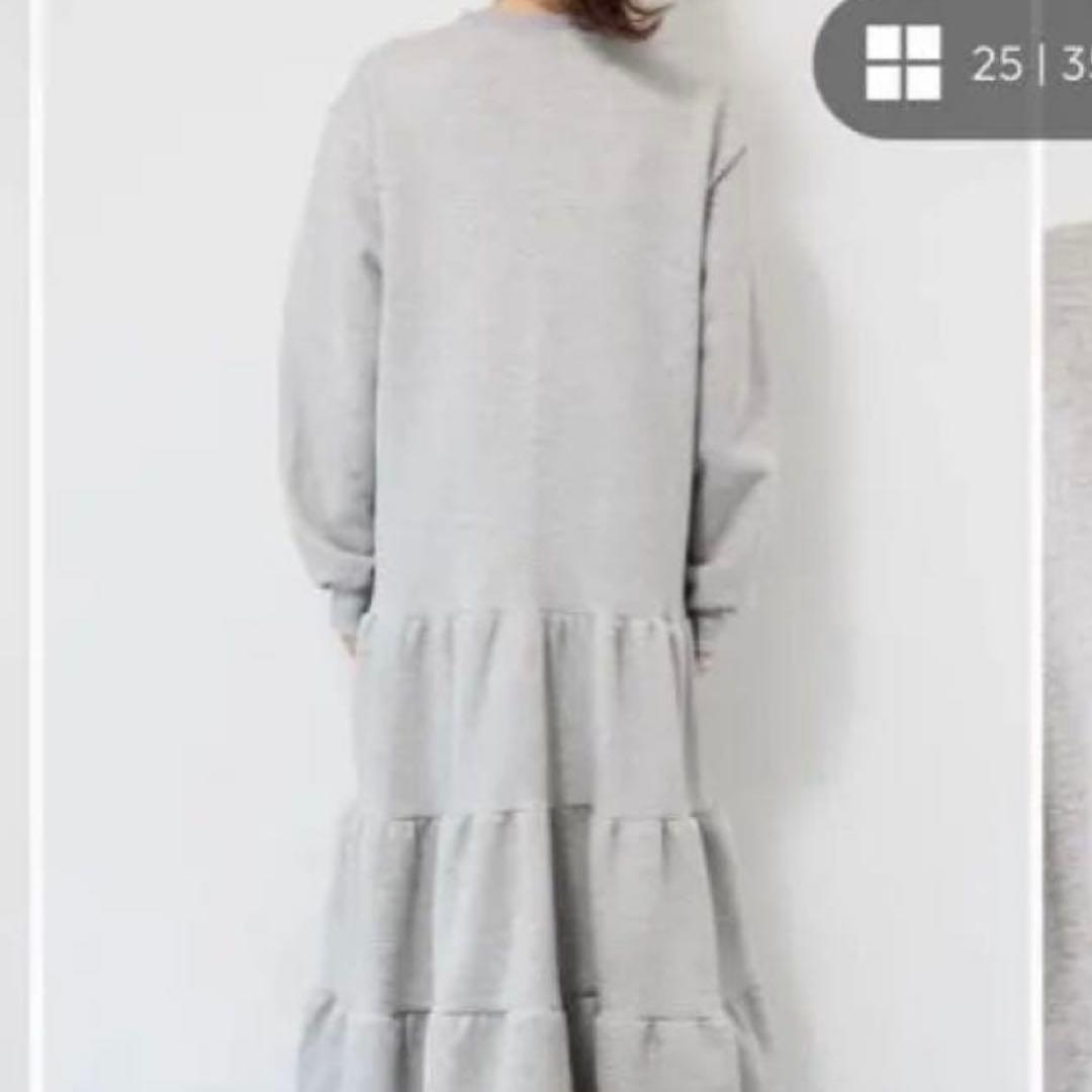 plusOTOHA裏起毛ティアードスウェットワンピース/グレー