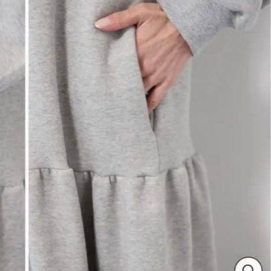 plusOTOHA裏起毛ティアードスウェットワンピース/グレー