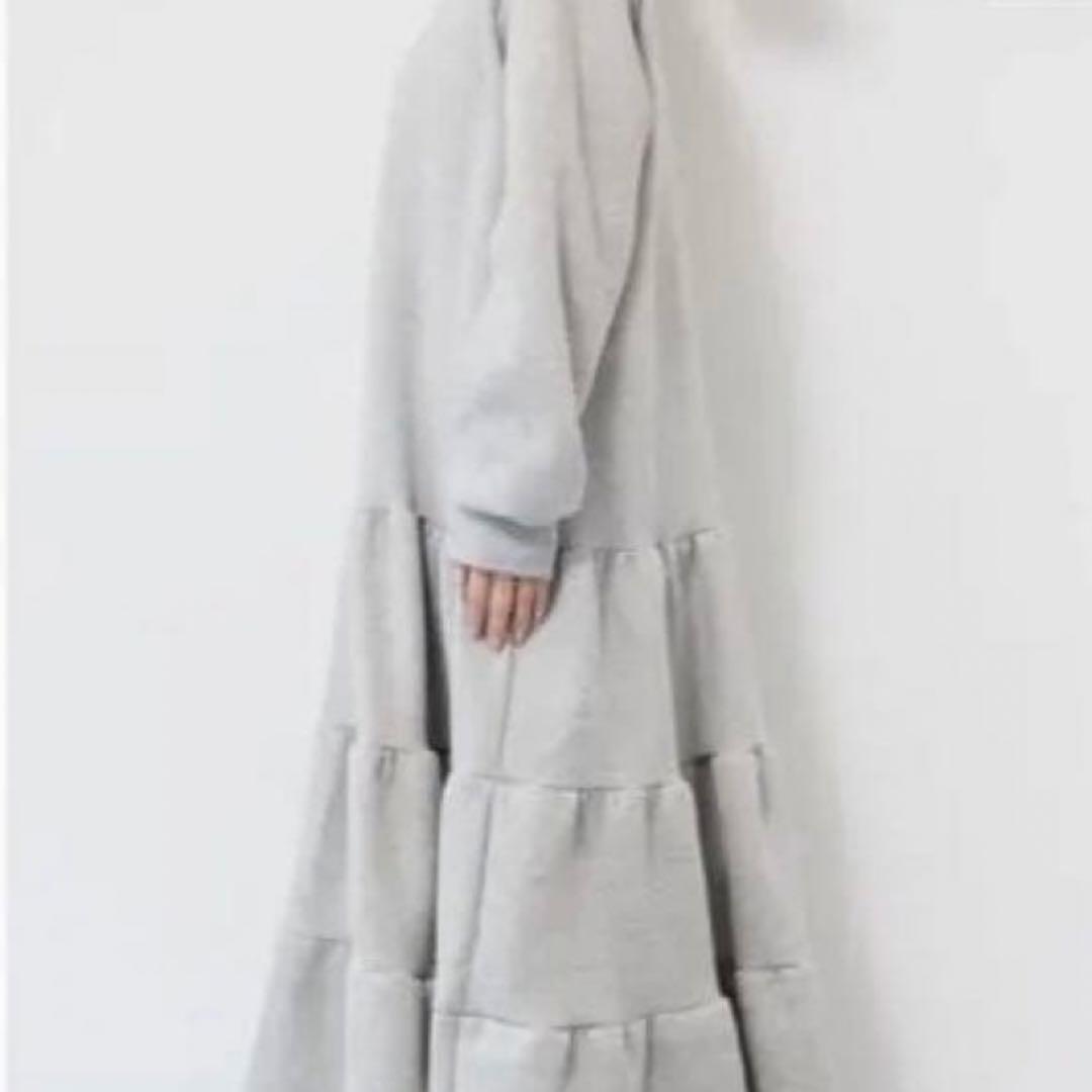 plusOTOHA裏起毛ティアードスウェットワンピース/グレー