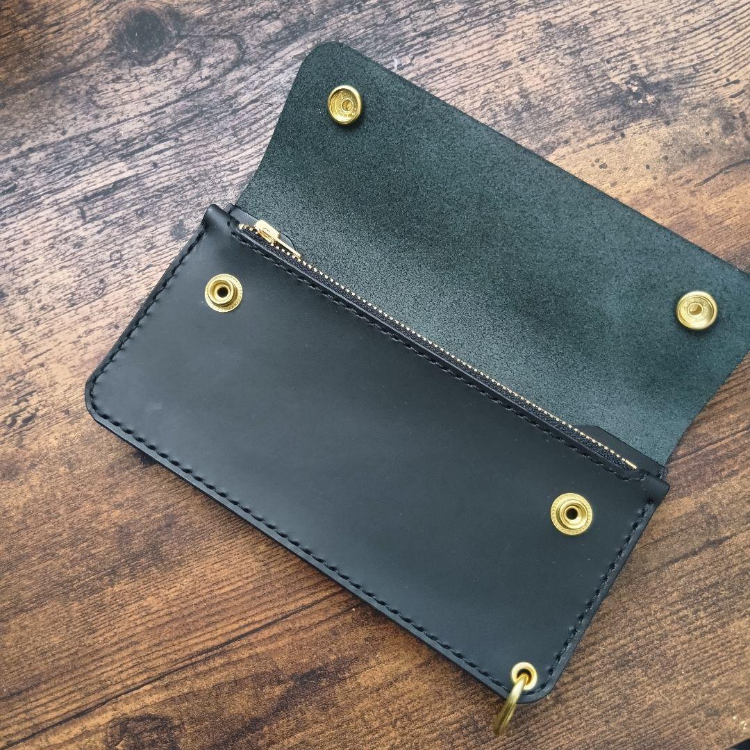 【100%姫路レザー】ハーフフラップ　ロングトラッカーウォレット