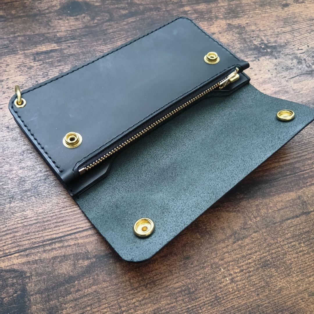 【100%姫路レザー】ハーフフラップ　ロングトラッカーウォレット