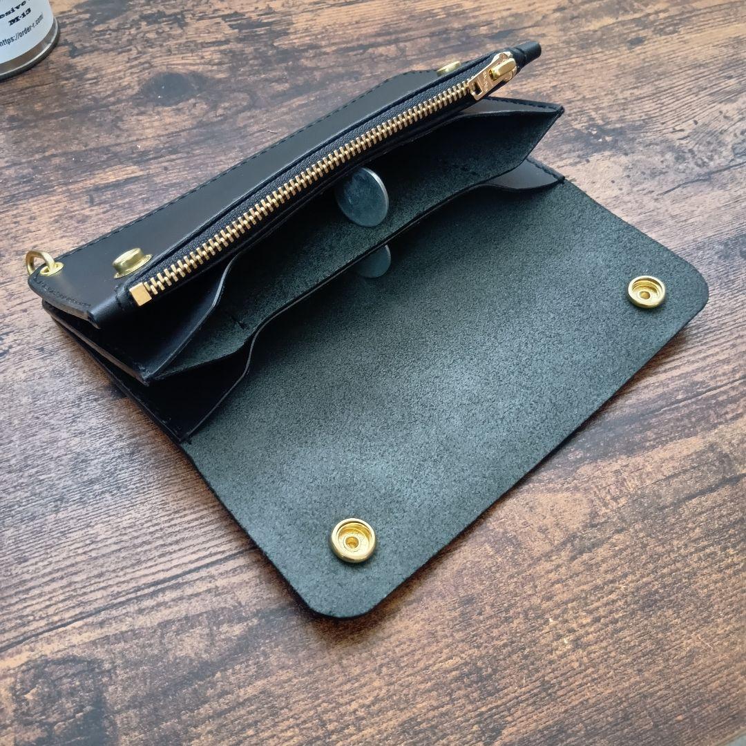 【100%姫路レザー】ハーフフラップ　ロングトラッカーウォレット