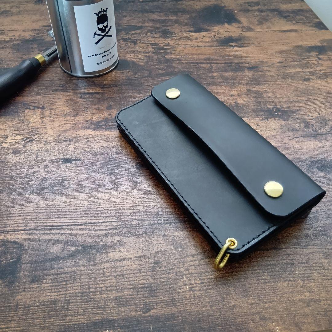 【100%姫路レザー】ハーフフラップ　ロングトラッカーウォレット