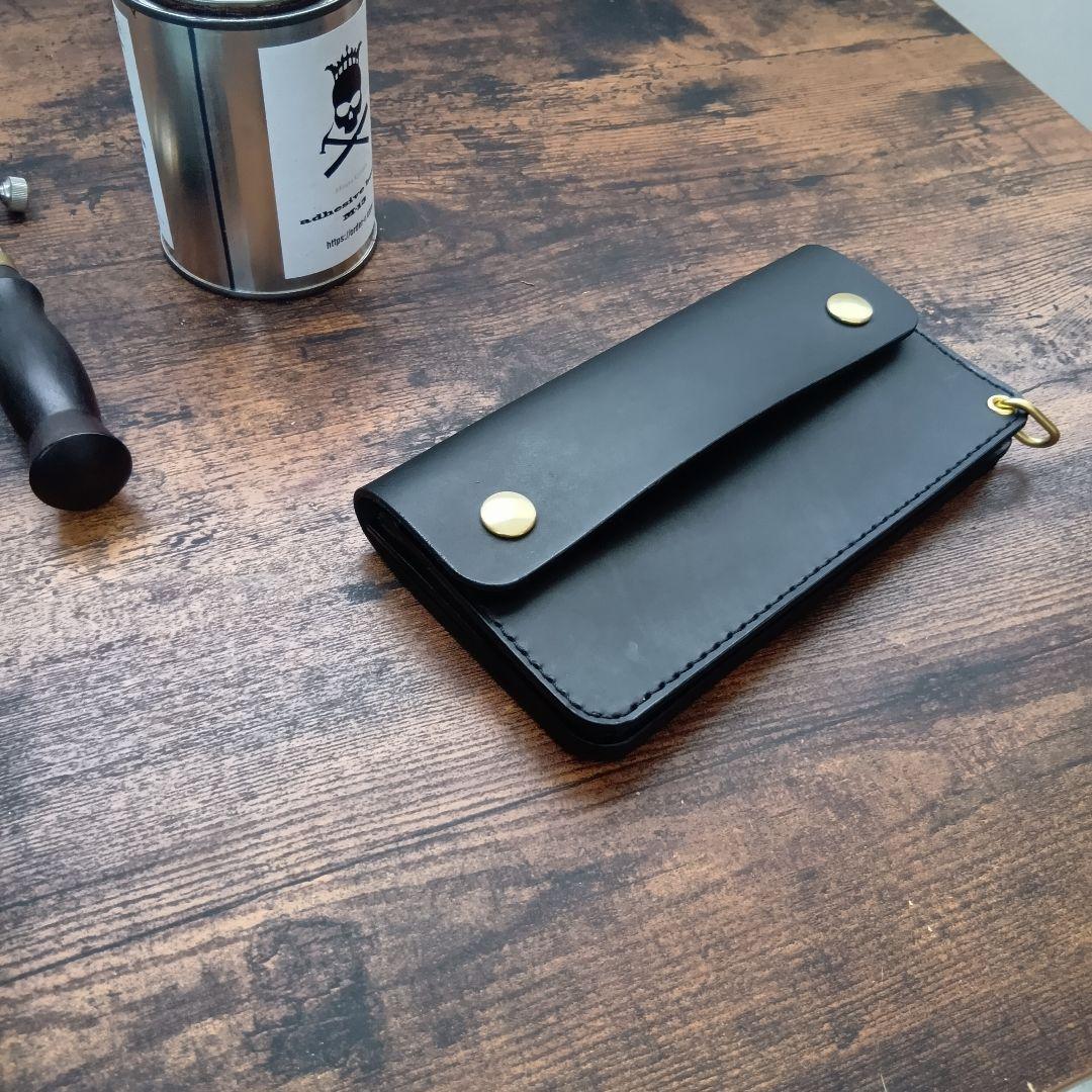 【100%姫路レザー】ハーフフラップ　ロングトラッカーウォレット