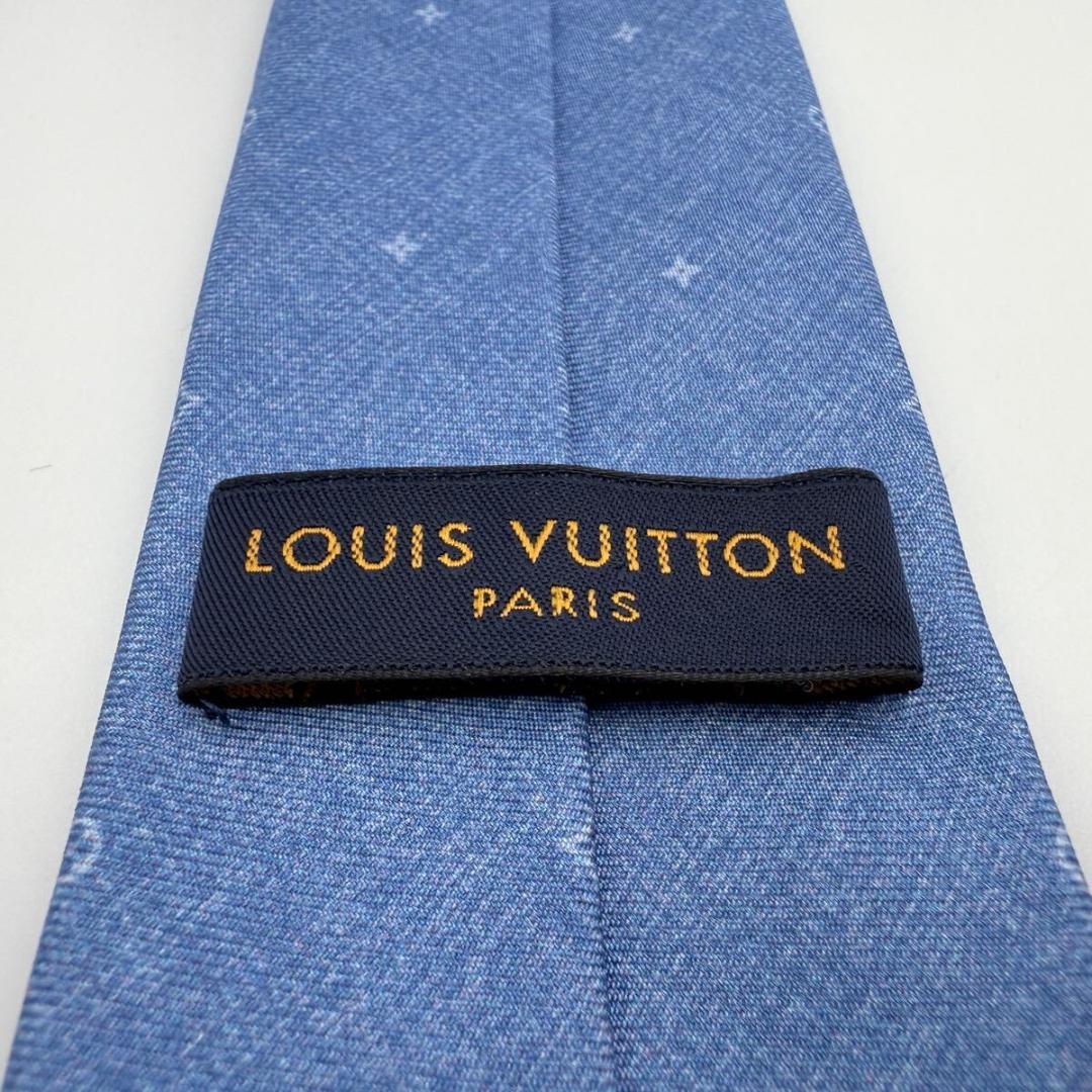 極美品 ルイヴィトン ネクタイ モノグラム ロゴ総柄 フォーマル ライトブルー
