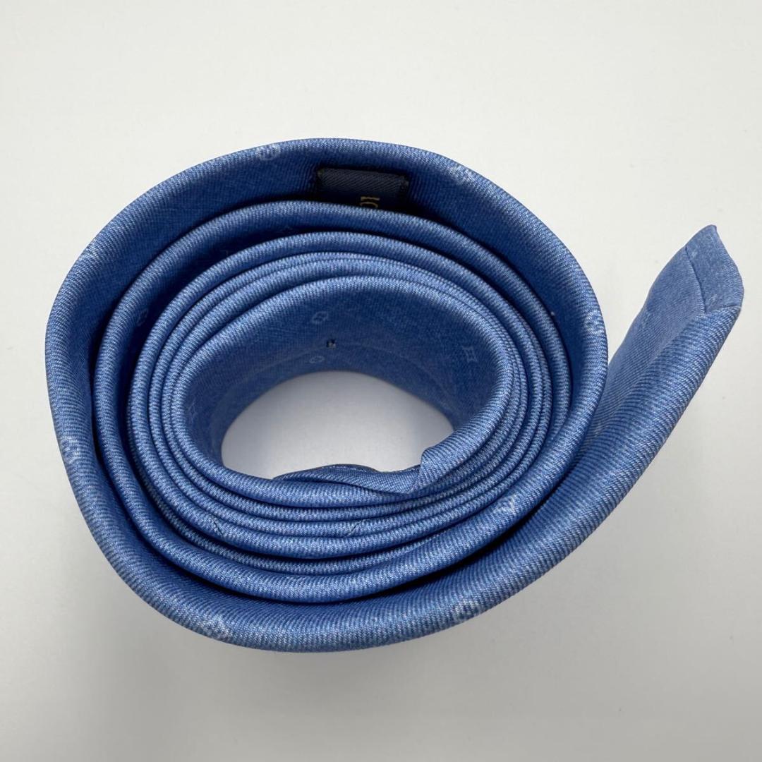 極美品 ルイヴィトン ネクタイ モノグラム ロゴ総柄 フォーマル ライトブルー