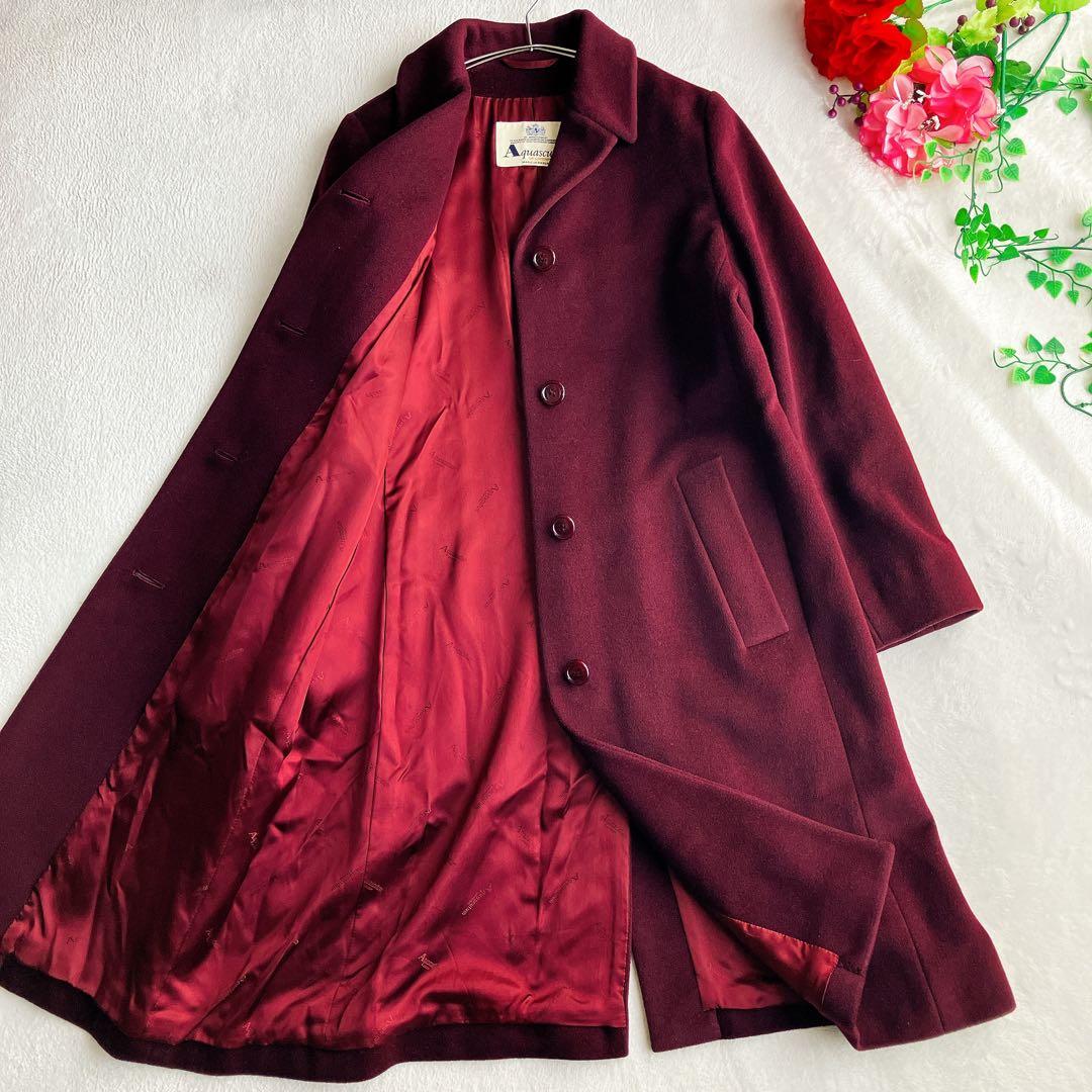 アクアスキュータム★アンゴラ カシミヤ チェスターコート シャドウロゴ Aライン