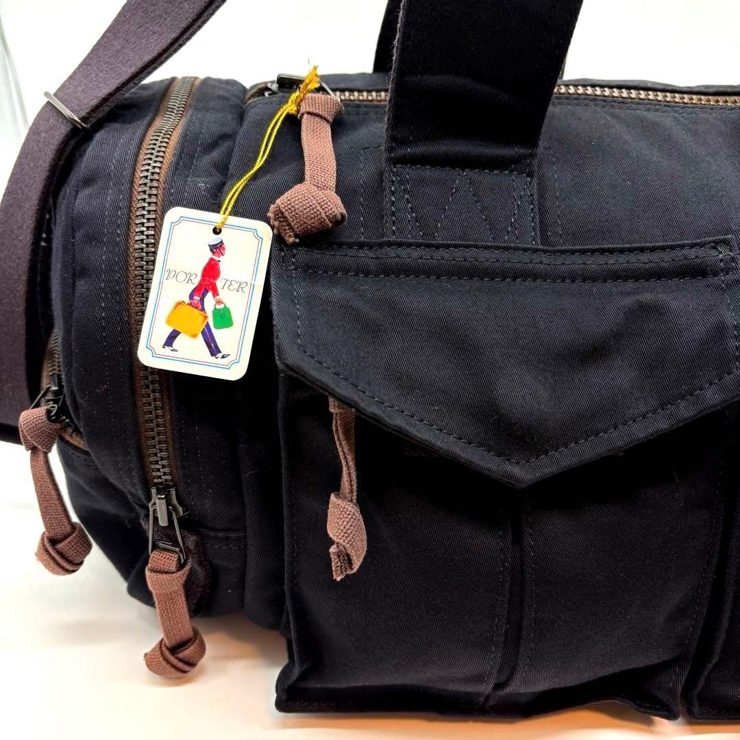 美品　ポーター　ラブアンドピース　2way ボストンバッグ　ロゴ　ブラック