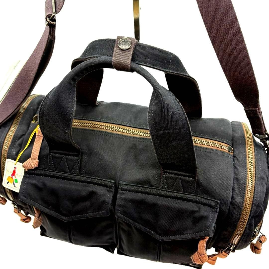 美品　ポーター　ラブアンドピース　2way ボストンバッグ　ロゴ　ブラック