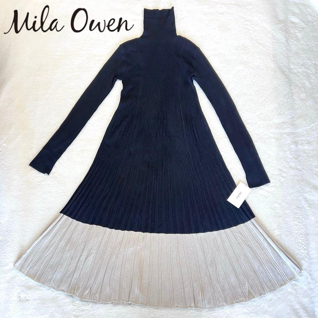 MilaOwen ミラオーウェン タートルネックロングリブニットワンピース