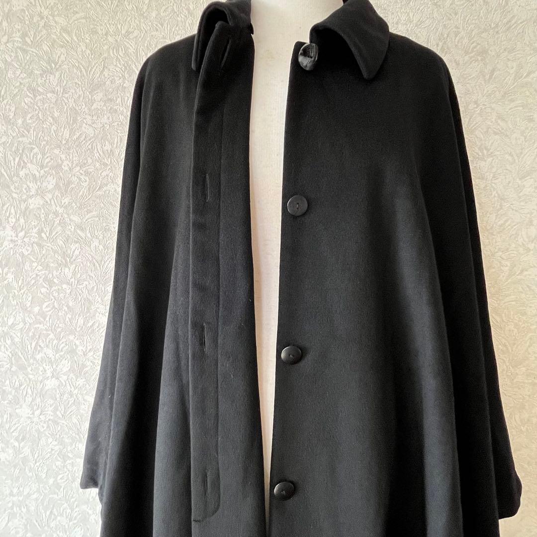 希少✨FUJII KEORI 藤井毛織　カシミヤ100% ポンチョ　黒　日本製