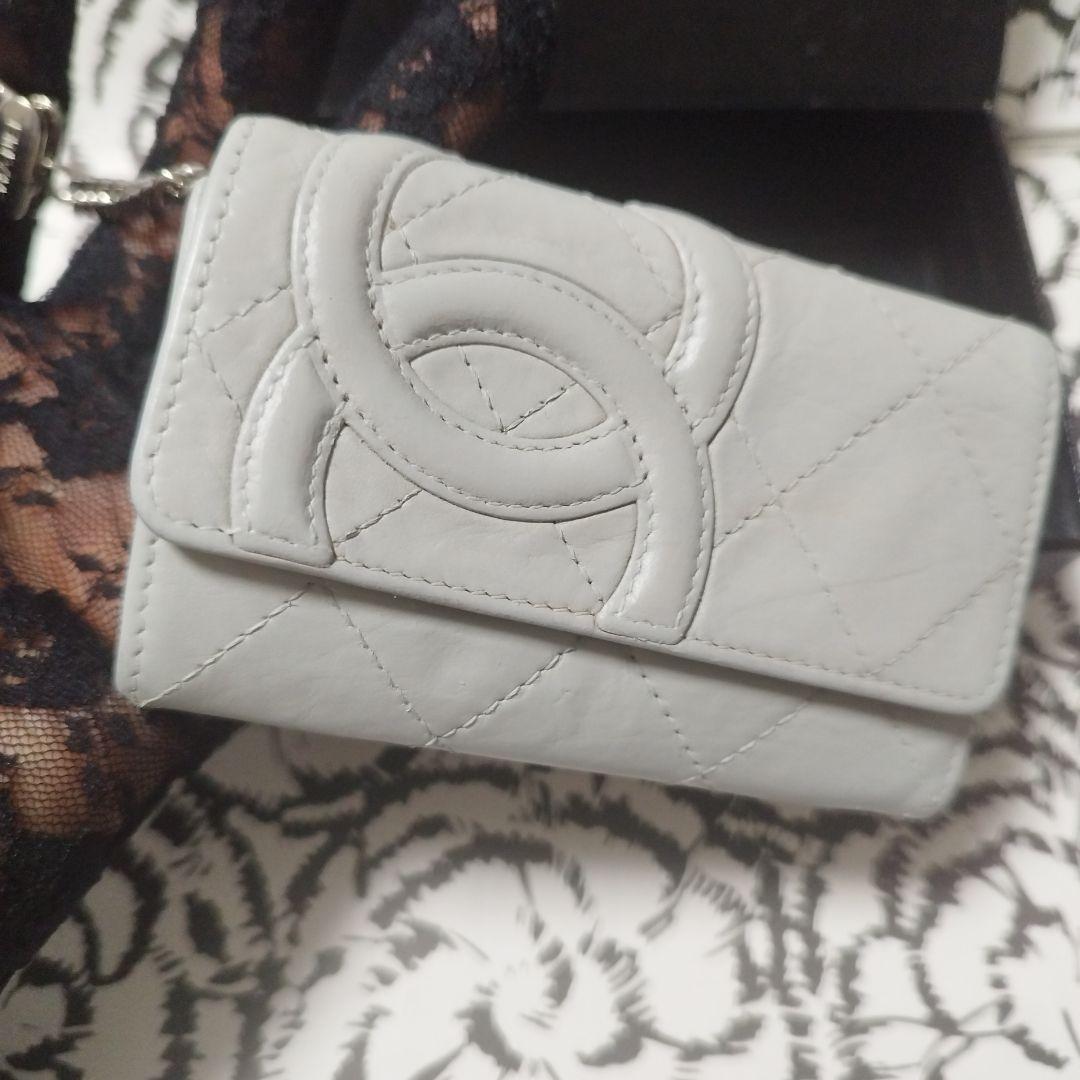 CHANEL シャネルカンボンライン　グレー レザー キーケース　ケース