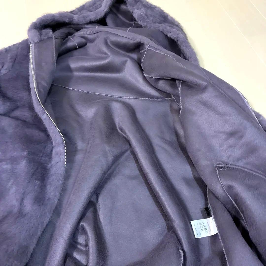 パープルファーパーカー裏地ムートン サイズM最終値下げ価格