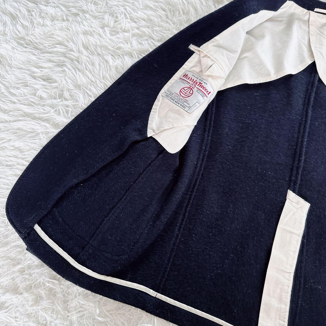 【BEAMS LIGHTS】ハリスツイード ジャケット ネイビー L 段返り