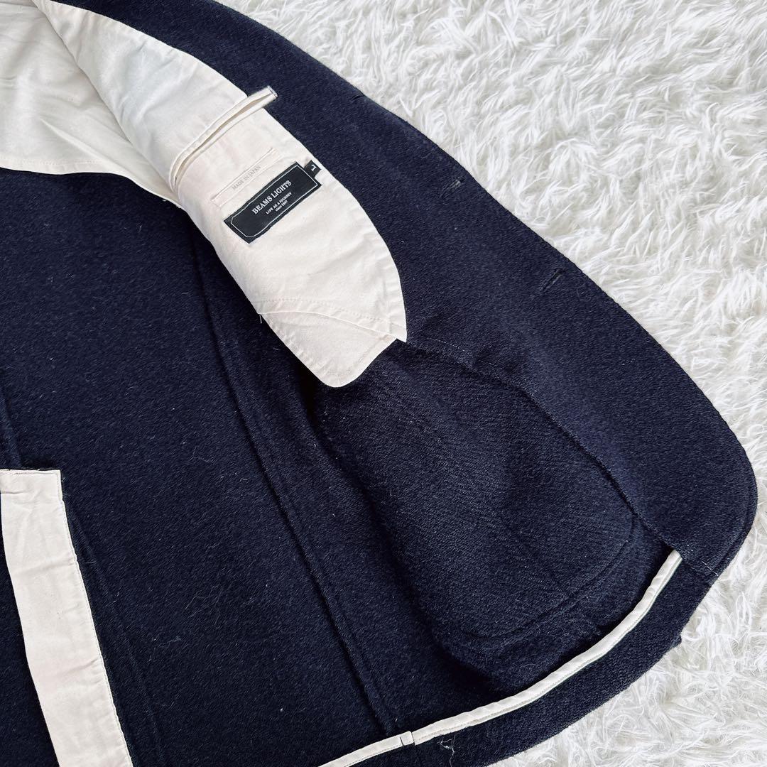 【BEAMS LIGHTS】ハリスツイード ジャケット ネイビー L 段返り