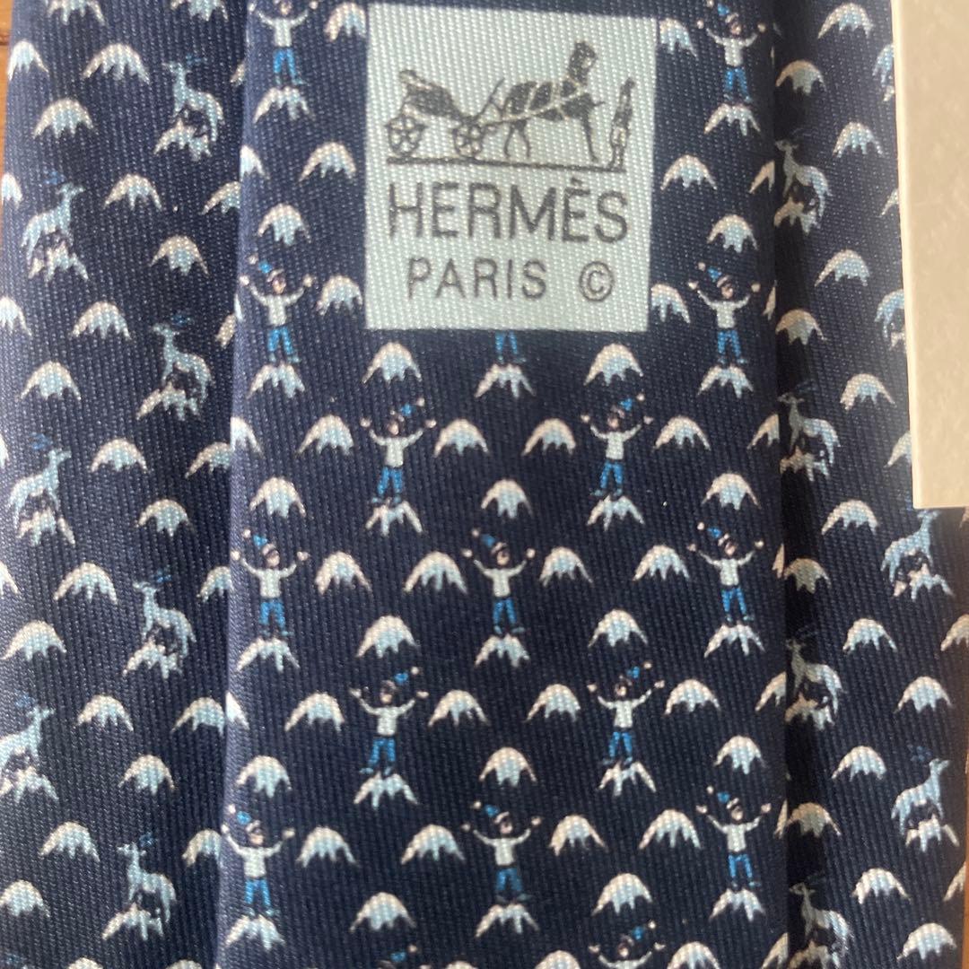 HERMES ブルー ネクタイ