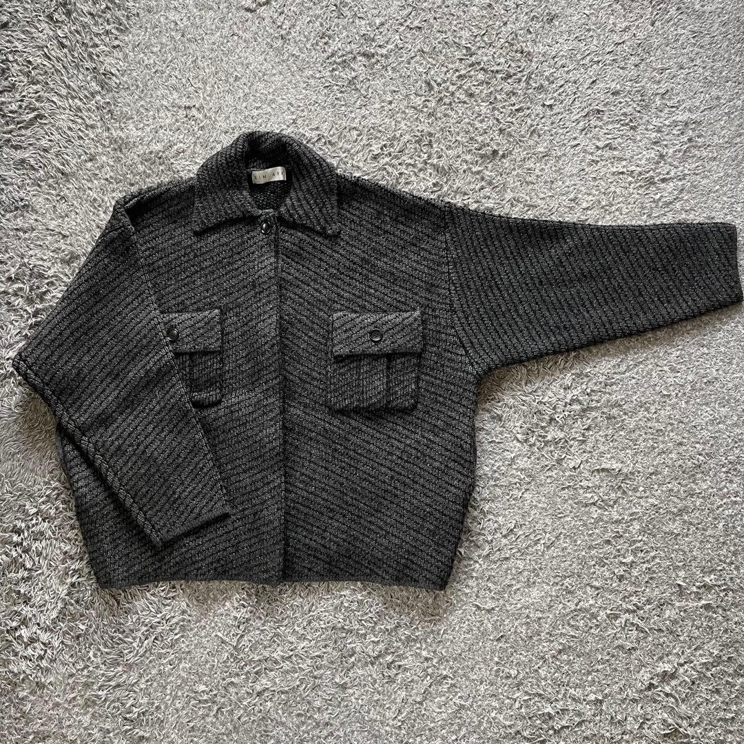 美品　RIM.ARK(リムアーク) ニットブルゾン　サイズフリー　ブラック