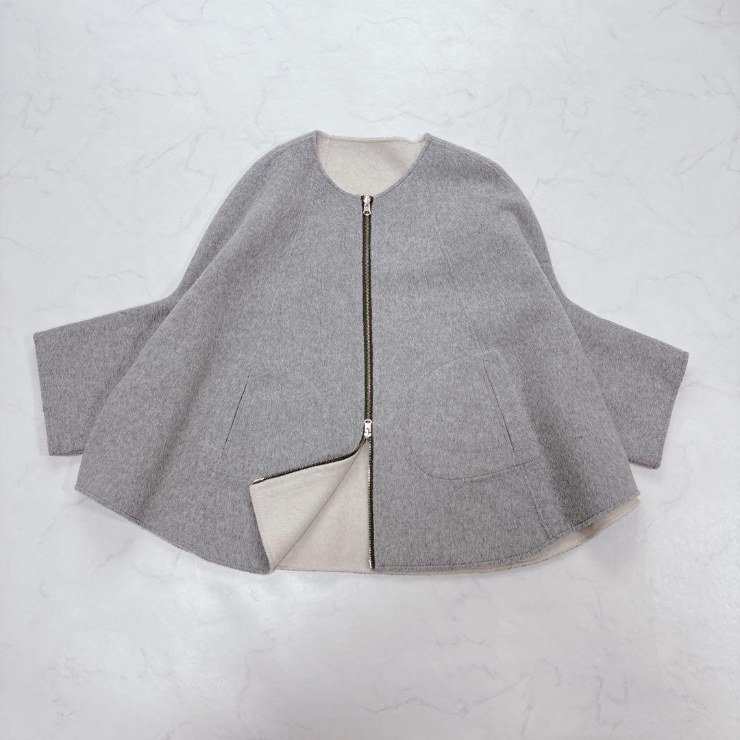 未使用級♡RISLEY リズレー　ウールリバーシブル　ポンチョ　ケープコート