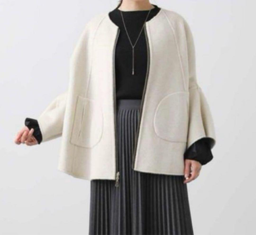 未使用級♡RISLEY リズレー　ウールリバーシブル　ポンチョ　ケープコート