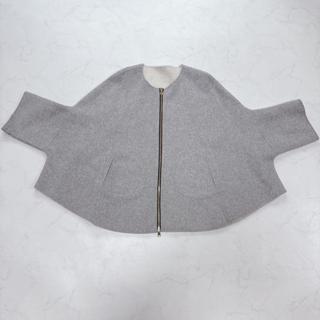 未使用級♡RISLEY リズレー　ウールリバーシブル　ポンチョ　ケープコート