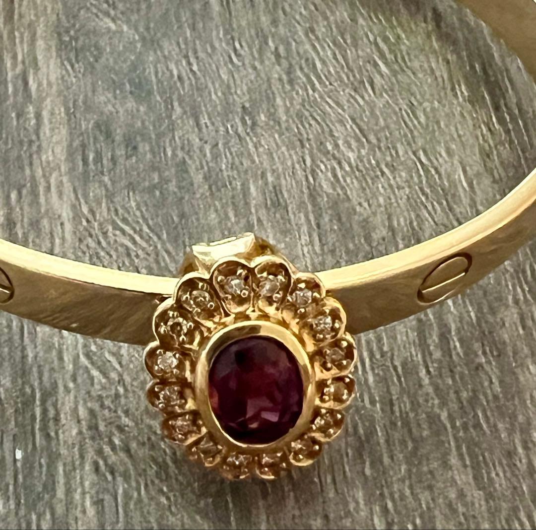 K18ゴールド 赤色の宝石 ダイヤトップ