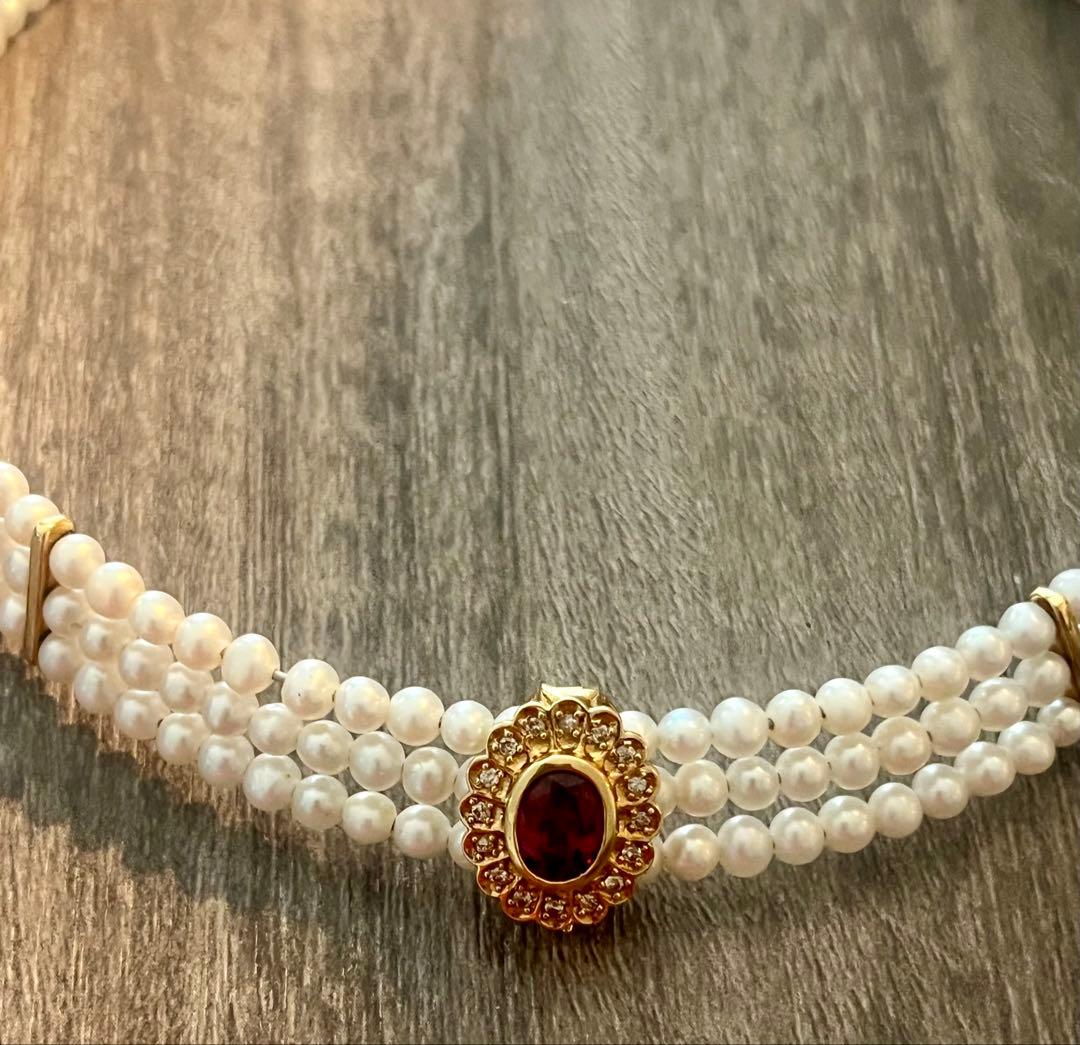 K18ゴールド 赤色の宝石 ダイヤトップ