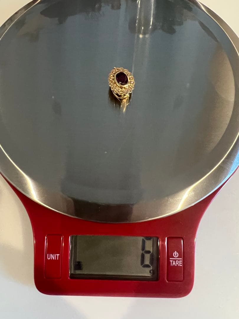K18ゴールド 赤色の宝石 ダイヤトップ