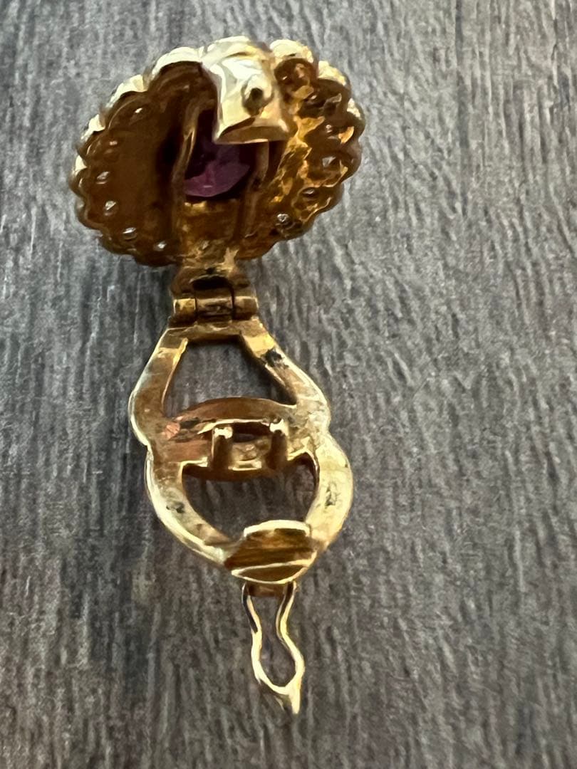 K18ゴールド 赤色の宝石 ダイヤトップ