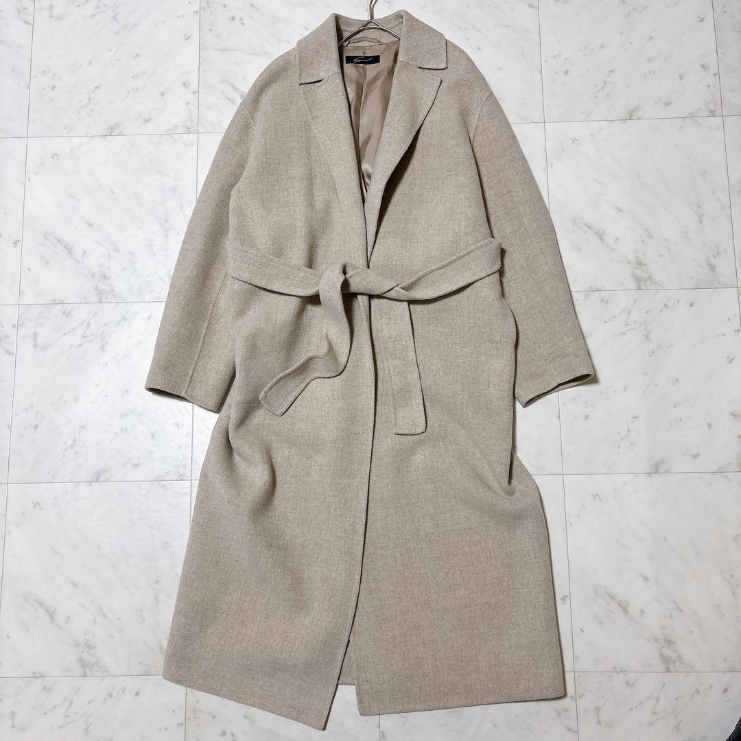 美品 スタニングルアー テーラーリバーコート ロング丈 ゆったり ベルト ガウン