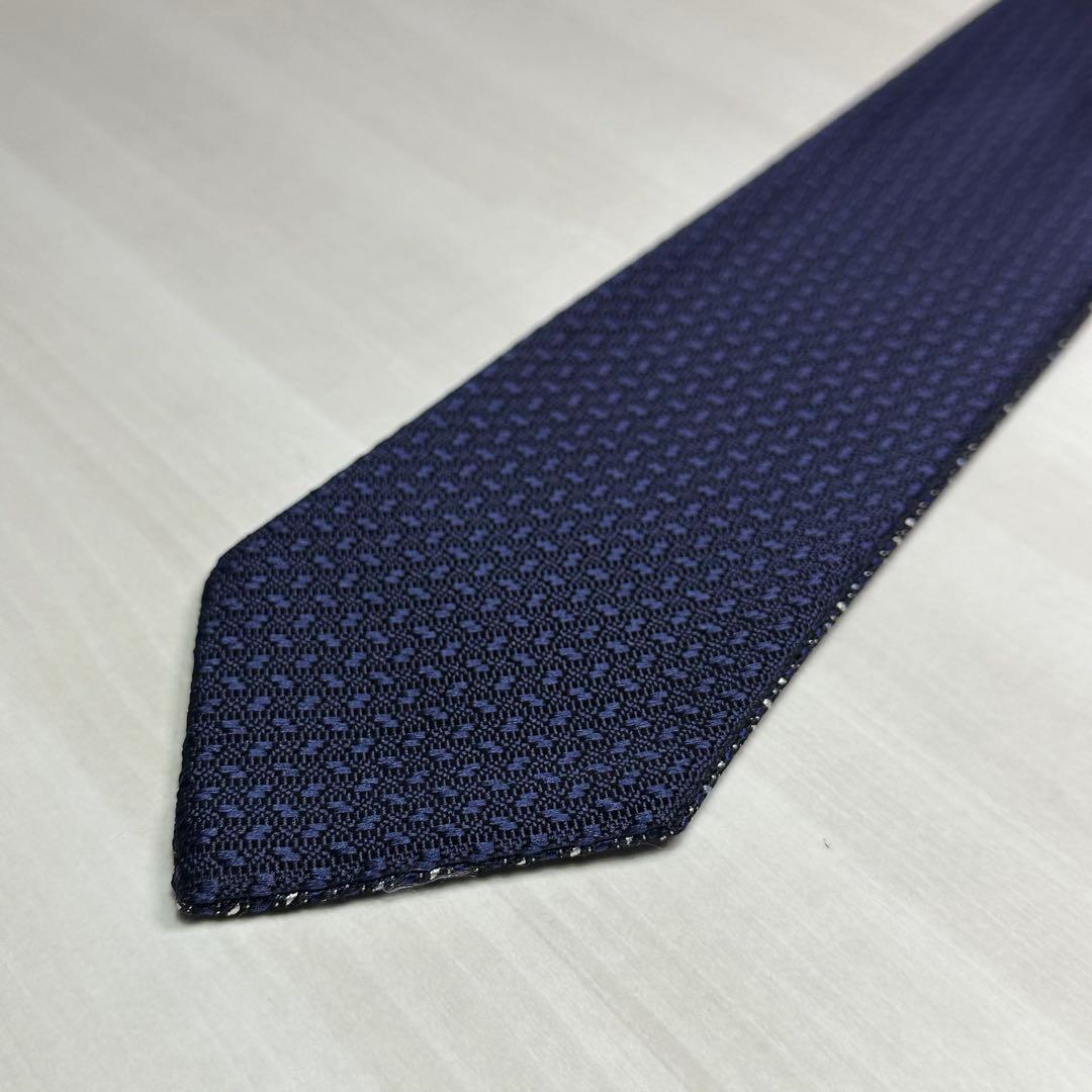 ブルガリ☆ネクタイ☆箱付☆リバーシブル☆ネイビー☆ソリッド☆パターン柄☆550