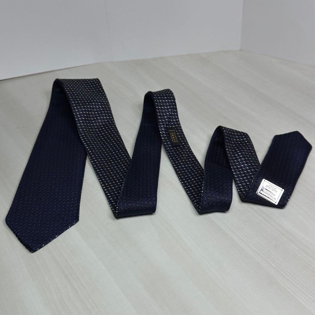 ブルガリ☆ネクタイ☆箱付☆リバーシブル☆ネイビー☆ソリッド☆パターン柄☆550