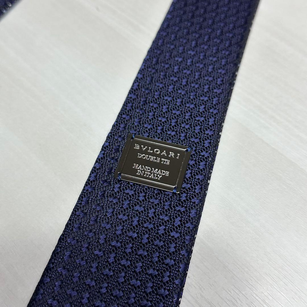 ブルガリ☆ネクタイ☆箱付☆リバーシブル☆ネイビー☆ソリッド☆パターン柄☆550