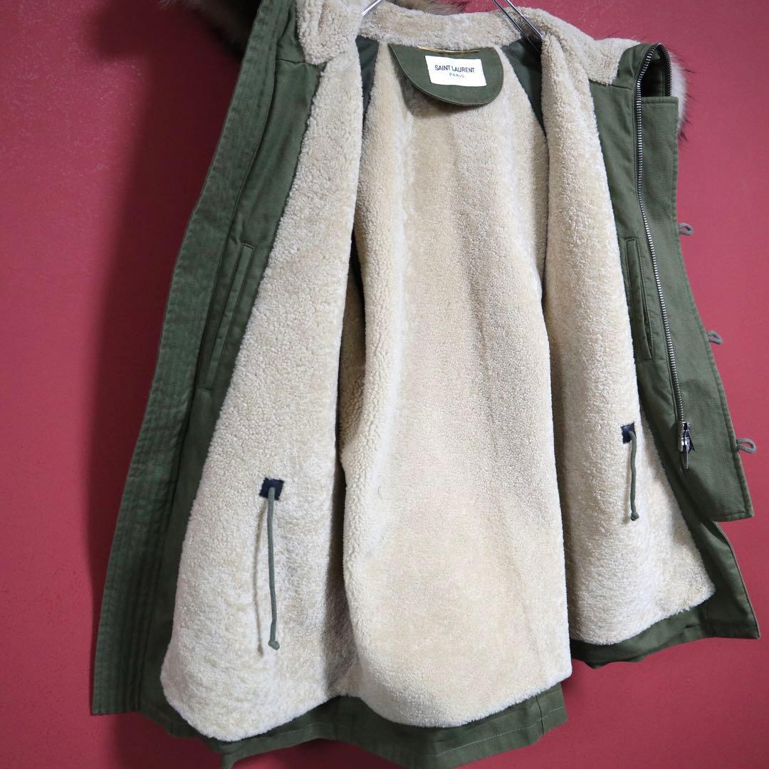 【美品】SAINT LAURENT PARIS 裏地ボア ファー モッズコート