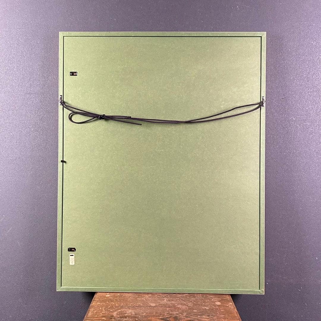 美品 中島千波「ポインセチア」リトグラフ 直筆サイン・落款有 額縁入り 日本画家