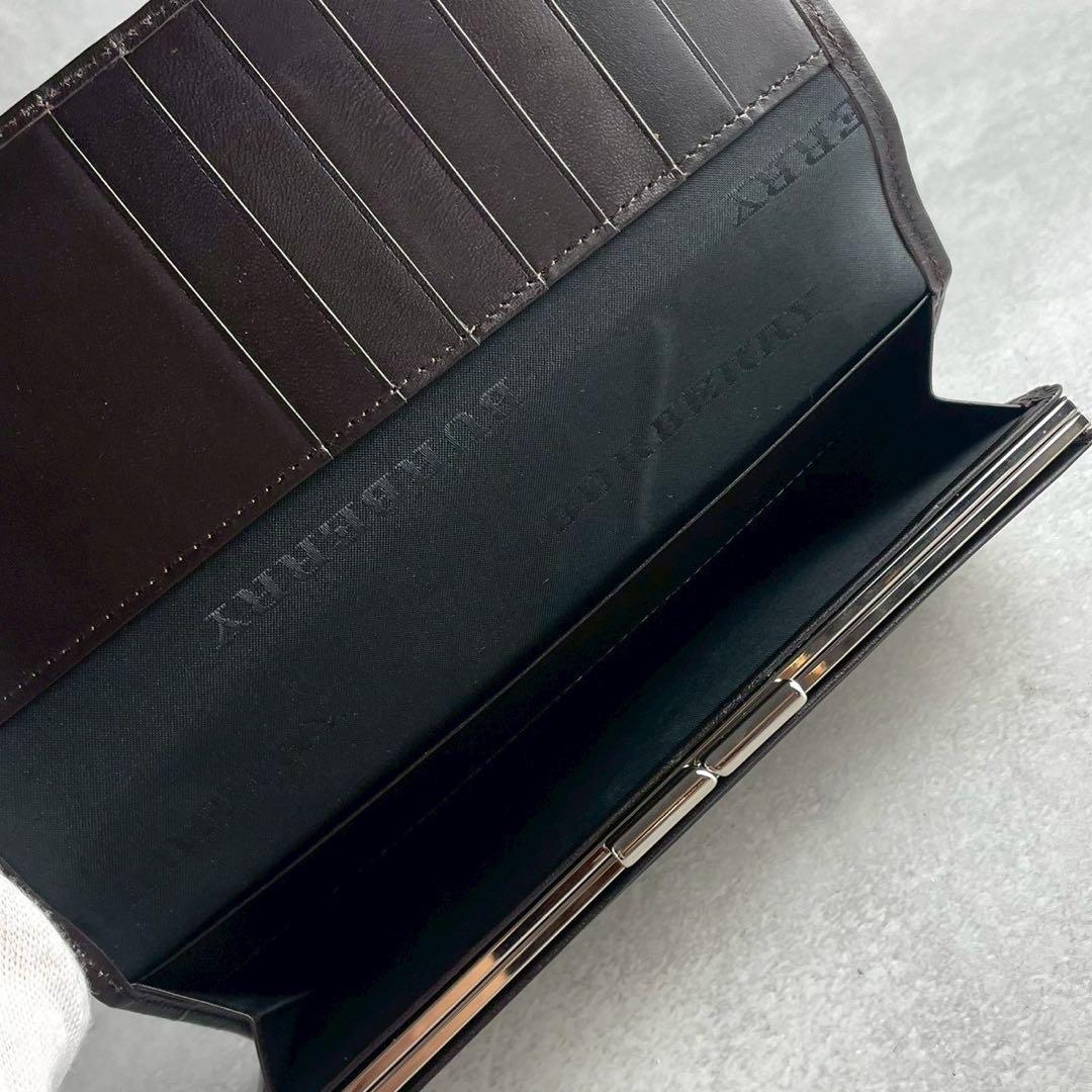 未使用級✨バーバリー 長財布 キャンバス レザー ノバチェック がま口