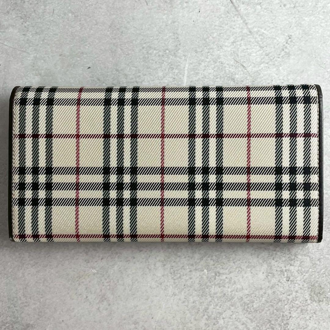 未使用級✨バーバリー 長財布 キャンバス レザー ノバチェック がま口