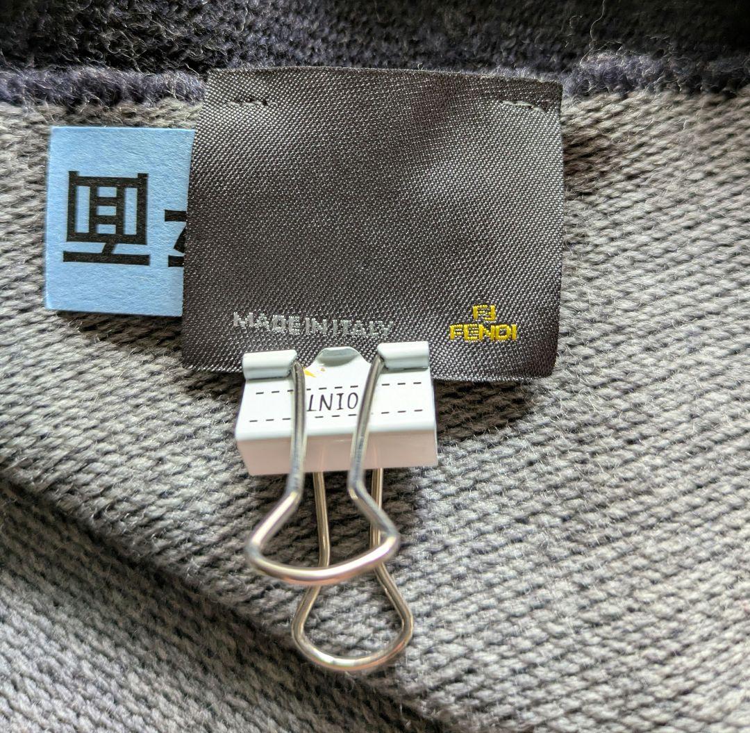 FENDI ダークグレー ×ネイビー　マフラー フリンジ付き