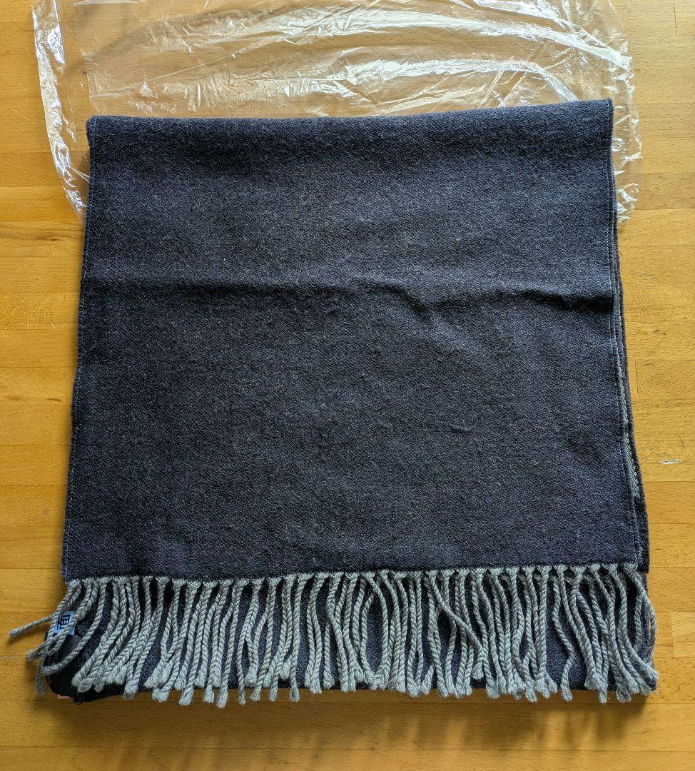 FENDI ダークグレー ×ネイビー　マフラー フリンジ付き