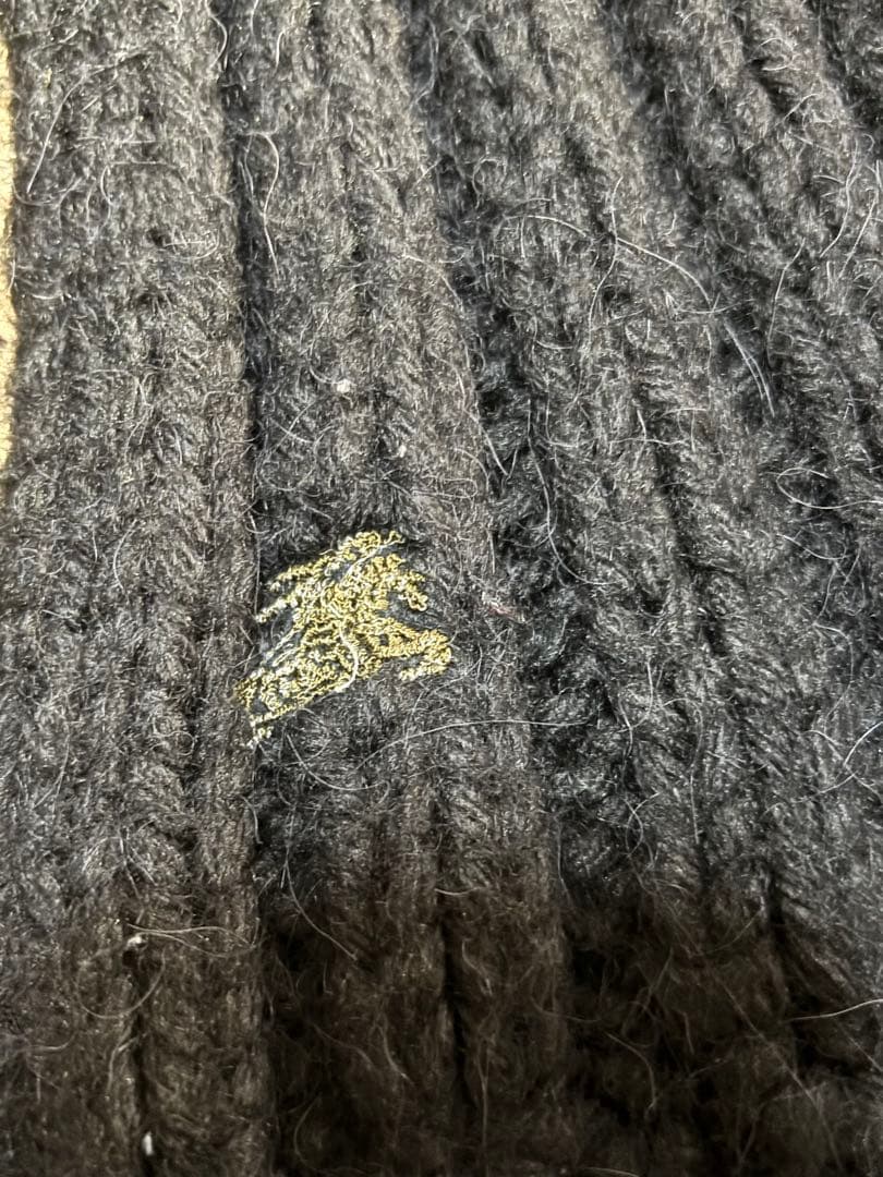 バーバリーロンドン　ウール　マフラー　黒