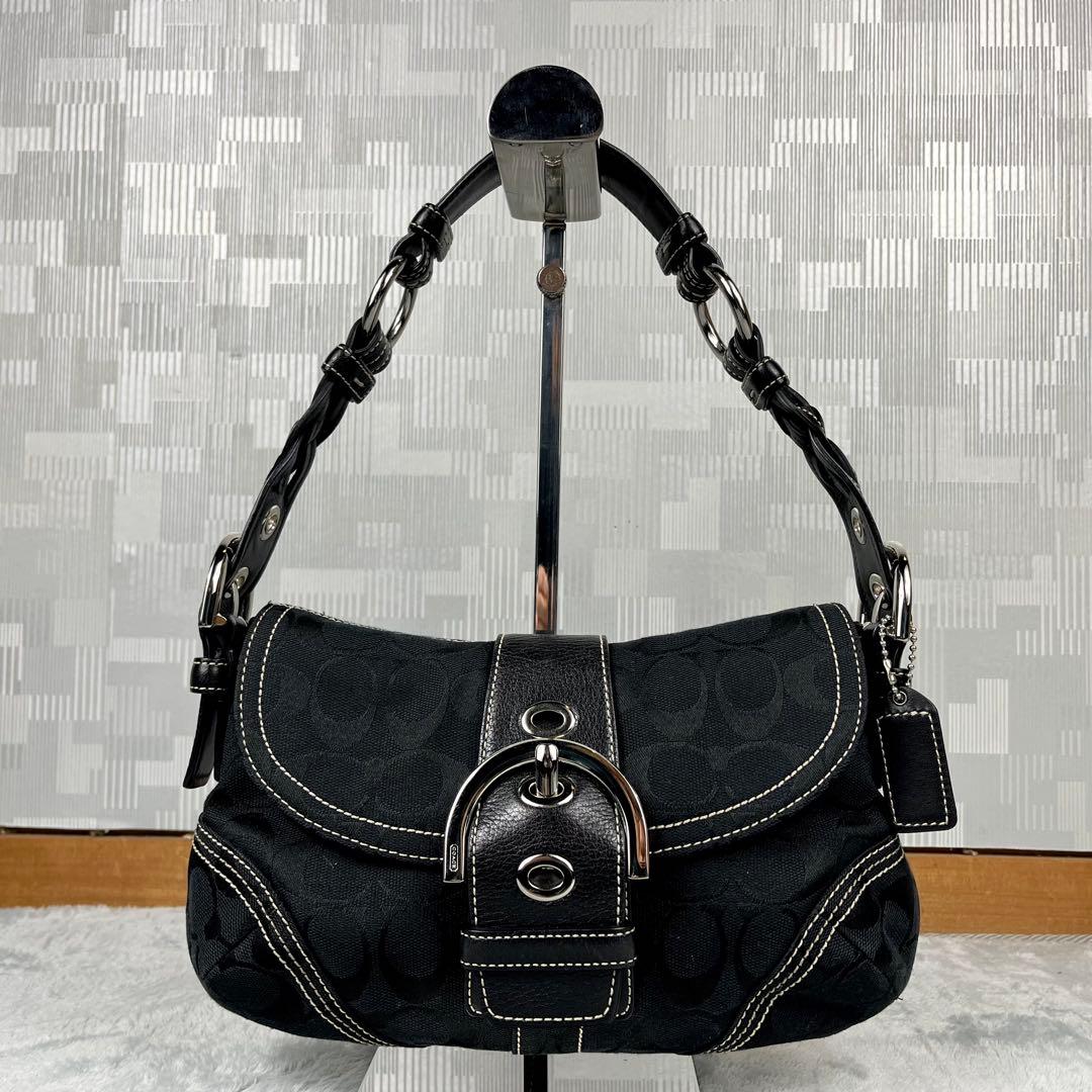 美品 Coach Soho Signature Bag Black