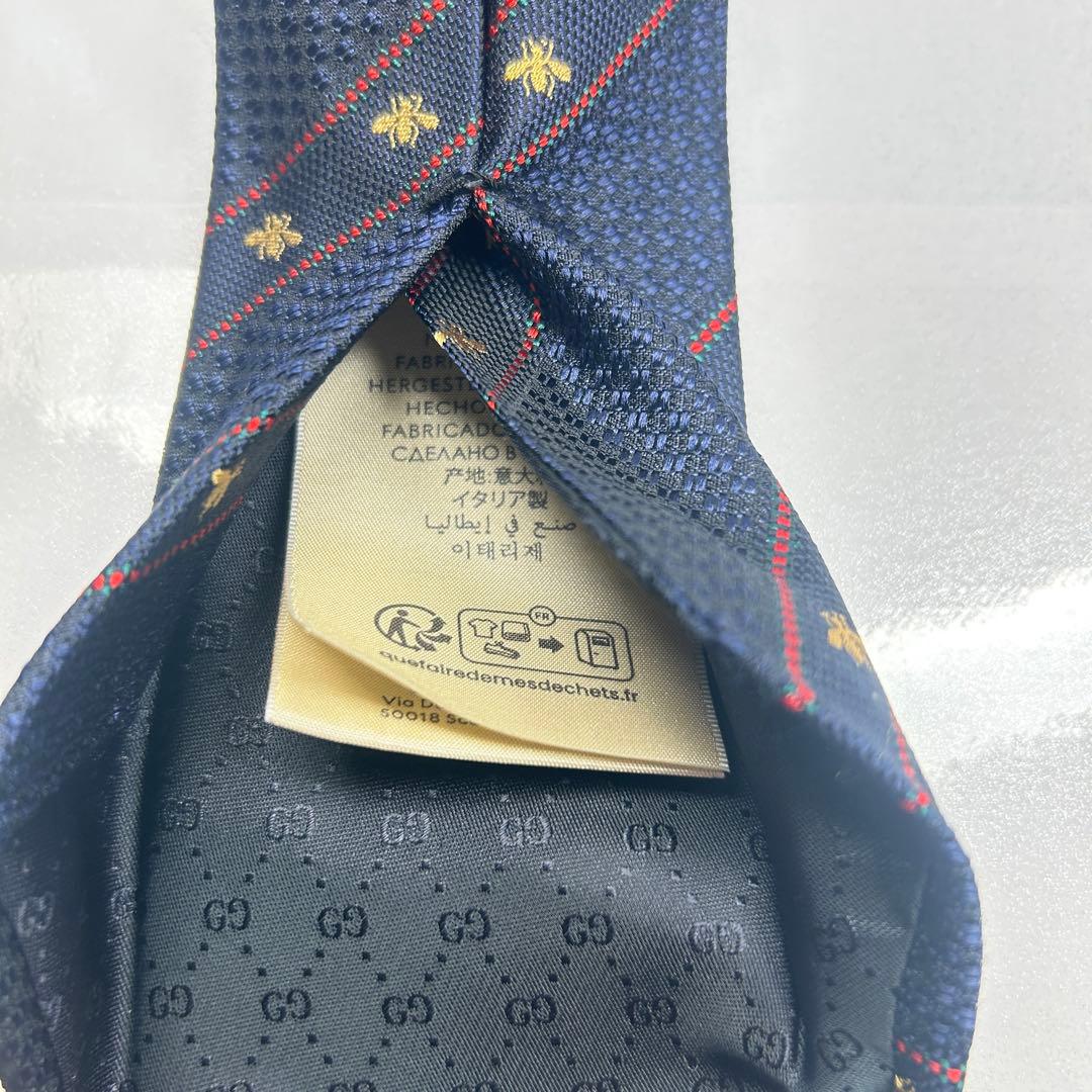 GUCCI グッチ 美品 ネクタイ 近年タグ 蜂 ビー ストライプ 人気 シルク
